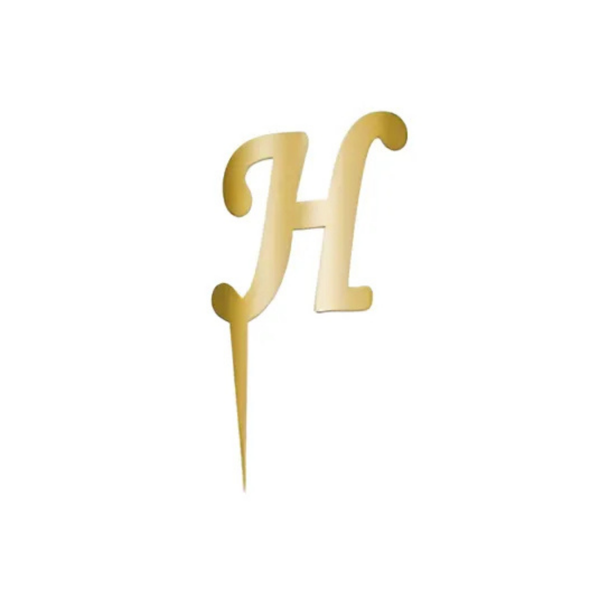 H Harfi Altın Pleksi Pasta Süsü 7 cm - Image 1