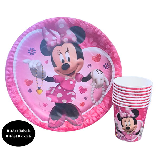 Minnie Mouse Karton Tabak Bardak 8 li Set - Image 1