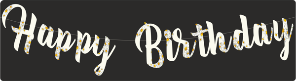 Papatya Temalı Happy Birthday Kaligrafi Banner - Image 1