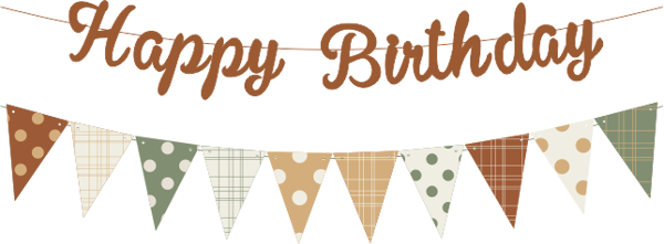 Karamel Happy Birthday Kaligrafi Banner ve Desenli Flama Set - Image 1