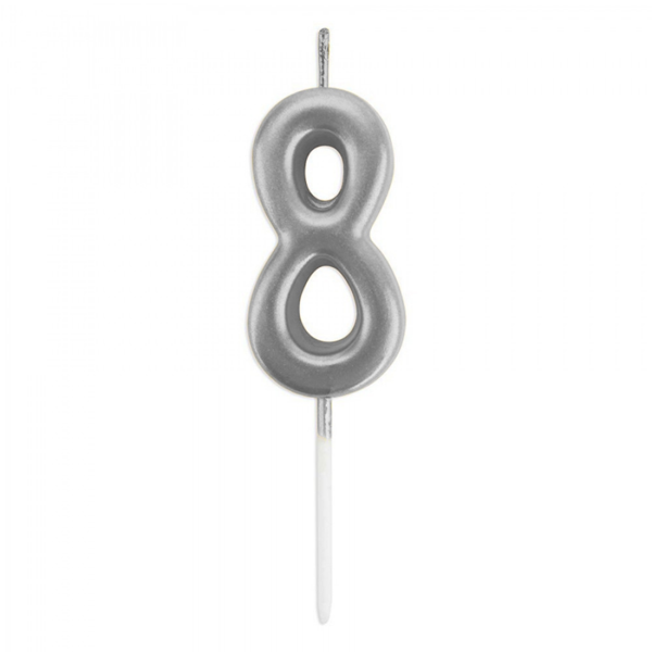 8 Rakam Mum Gümüş - Image 1