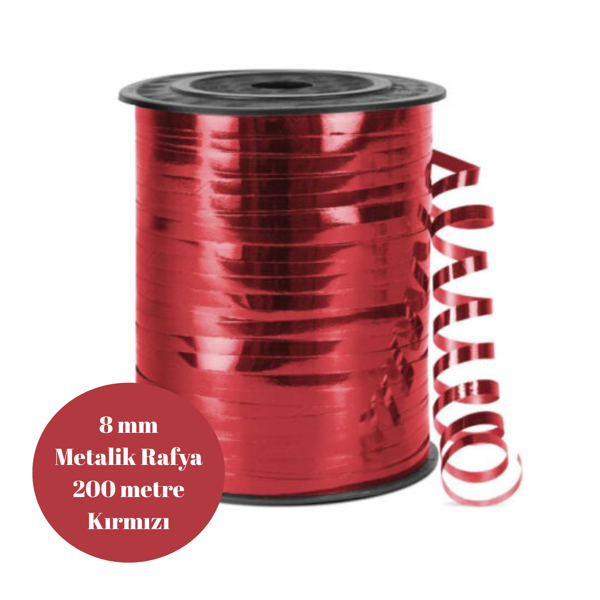 Rafya Metalik 8mm 200 metre Kırmızı - Image 1