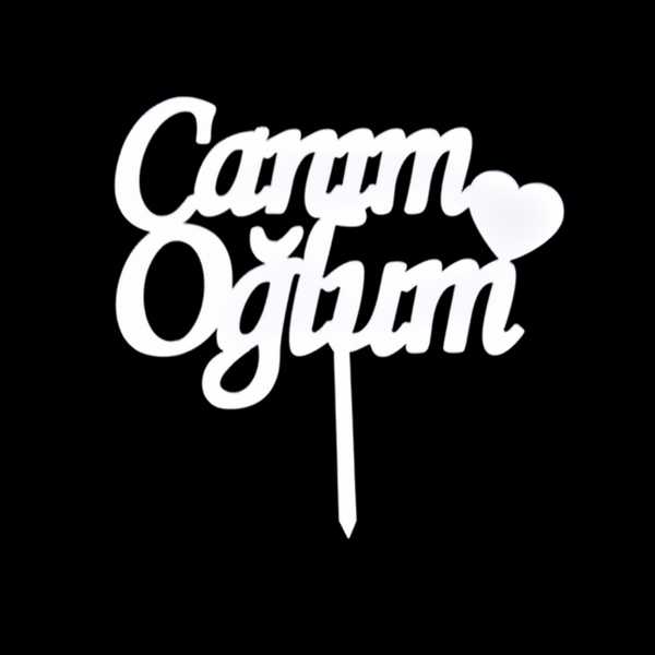 Canım Oğlum Gümüş Pleksi Pasta Süsü - Image 1