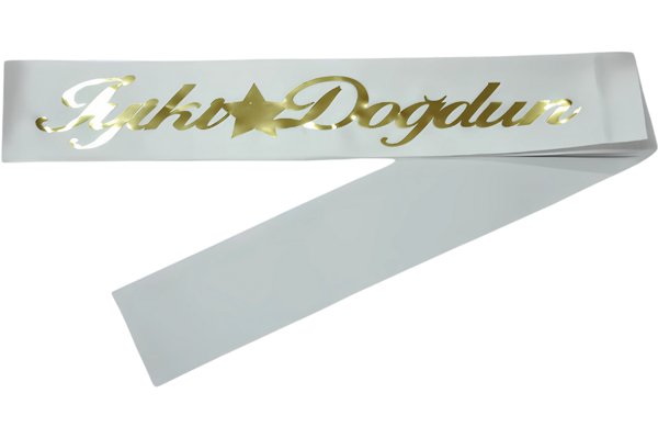 İyiki Doğdun Kuşak Beyaz Üzeri Altın - Image 1