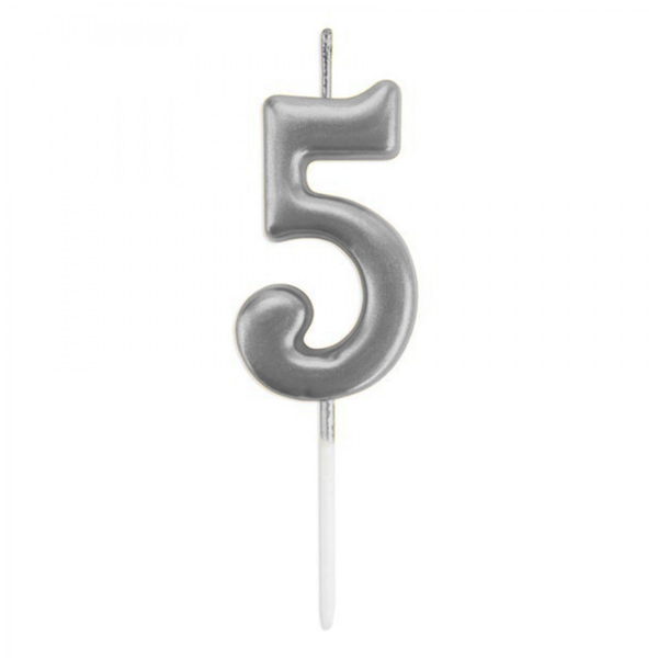 5 Rakam Mum Gümüş - Image 1