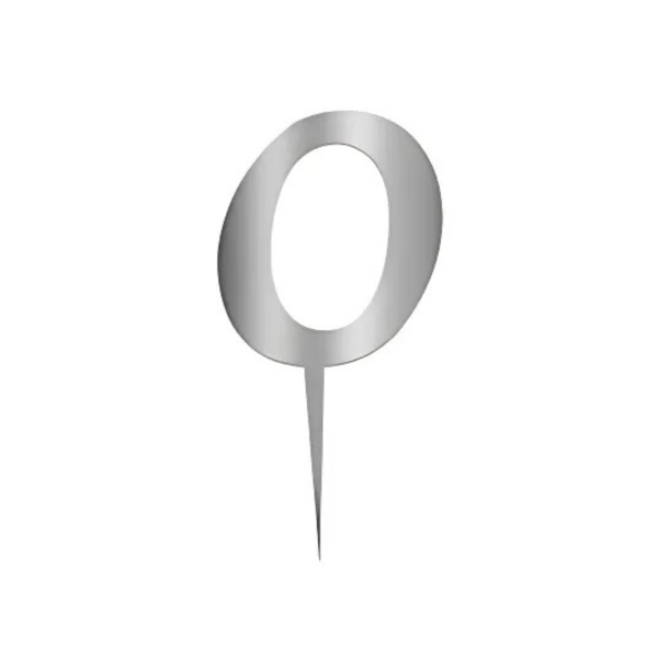 O Harfi Gümüş Pleksi Pasta Süsü 7 cm - Image 1