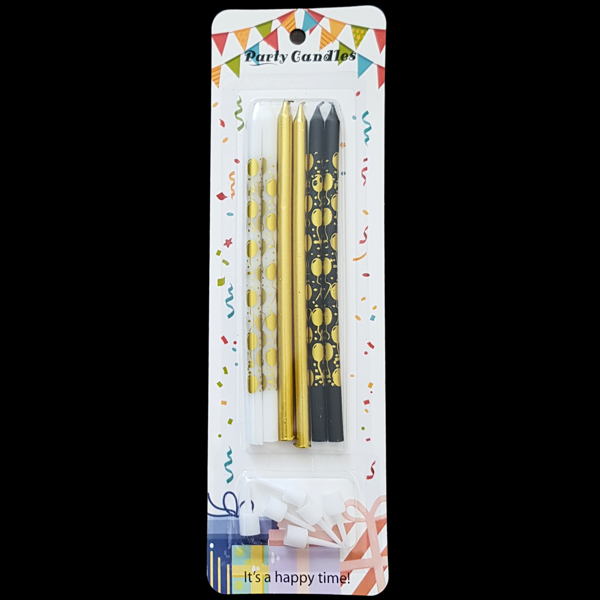 Balon Desenli İnce Uzun Pasta Mum 14 cm * 6 Adet - Image 1