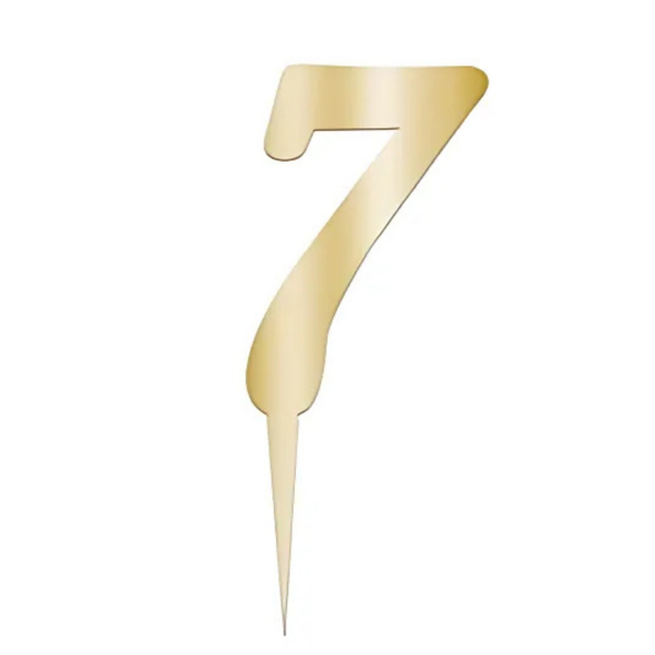 7 Rakam Altın Pleksi Pasta Süsü 7 cm - Image 1