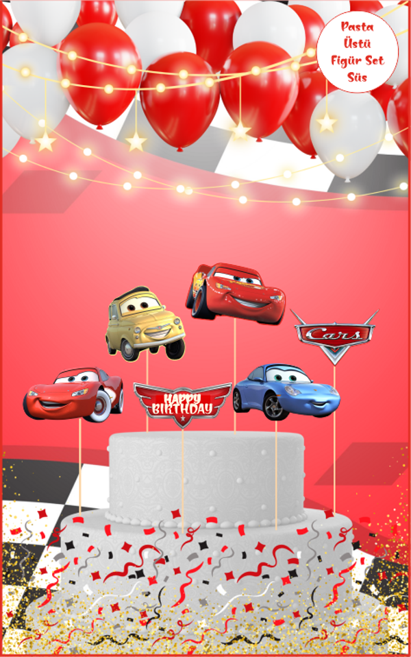 Cars Temalı Pasta Üstü Figür Set - Image 1