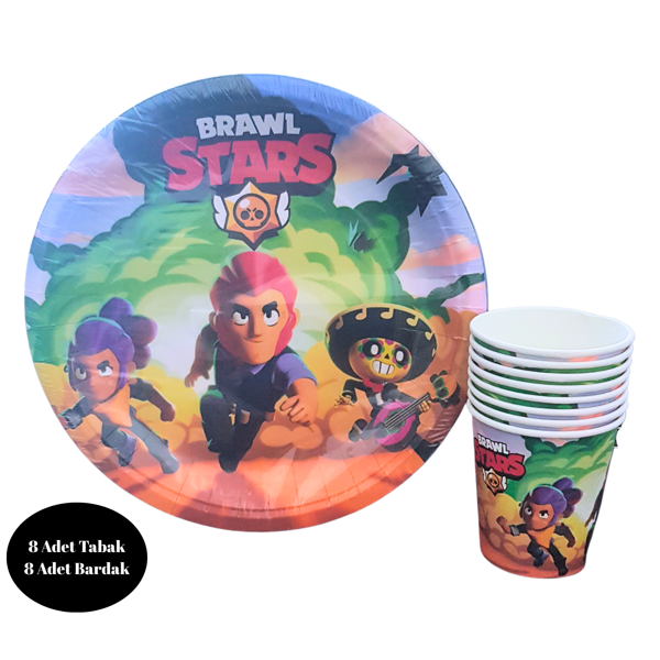 Brawl Stars Karton Tabak Bardak 8 li Set - Image 1