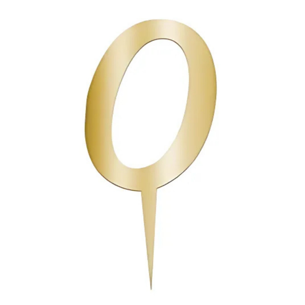 0 Rakam Altın Pleksi Pasta Süsü 7 cm - Image 1