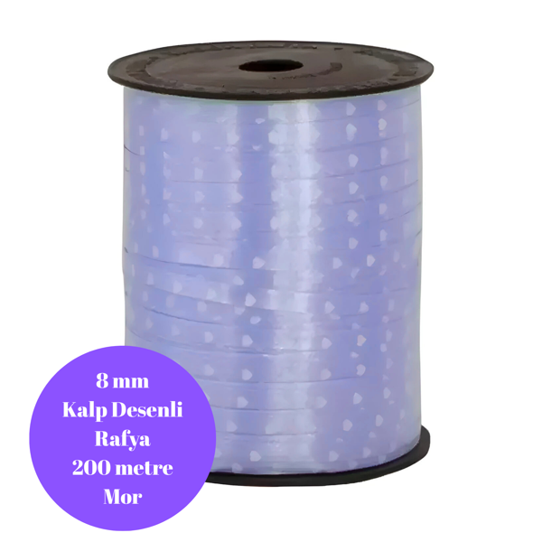 Rafya Kalp Desenli 8mm 200 metre Mor - Image 1