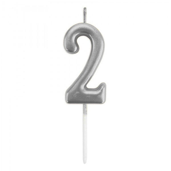 2 Rakam Mum Gümüş - Image 1