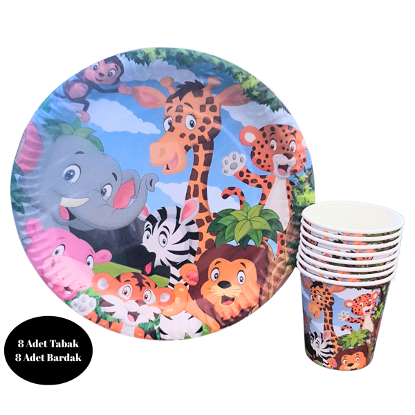 Safari Karton Tabak Bardak 8 li Set - Image 1