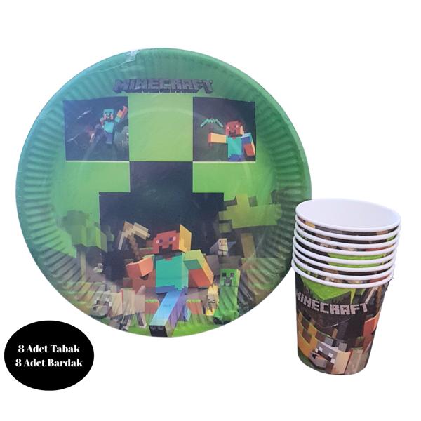 Minecraft Karton Tabak Bardak 8 li Set - Image 1