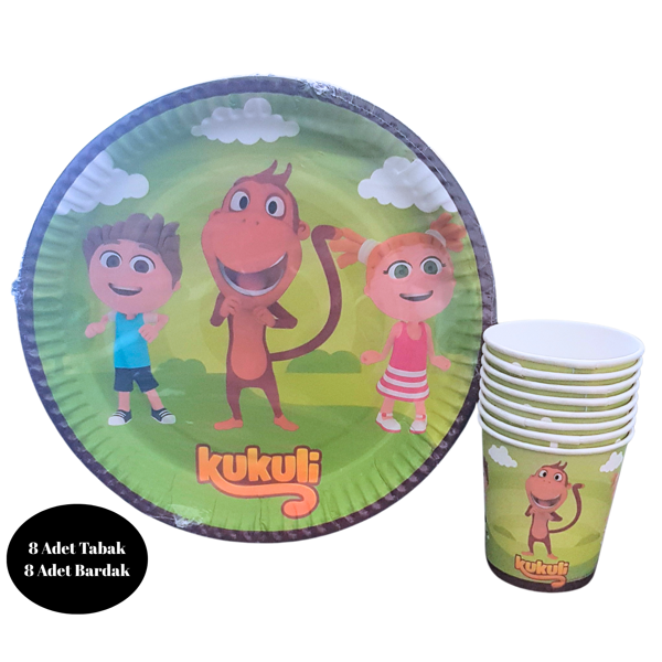 Kukuli Karton Tabak Bardak 8 li Set - Image 1
