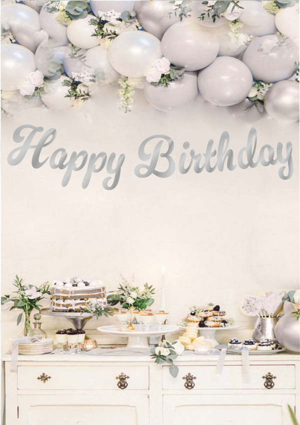 Happy Birthday Gümüş Kaligrafi Banner - Image 1