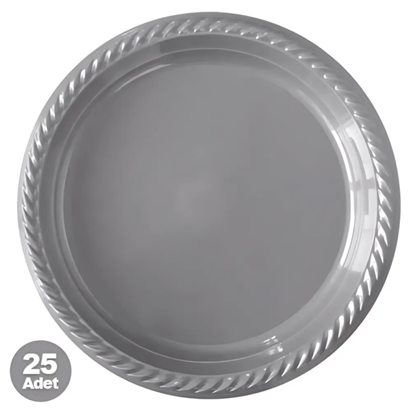 Gümüş Plastik Tabak 25 Adet - Image 1