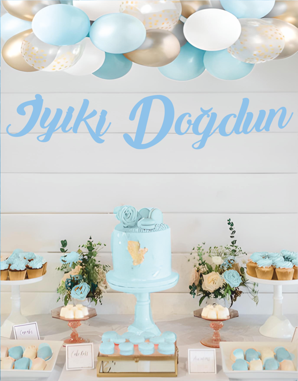 İyiki Doğdun Mavi Kaligrafi Banner - Image 1