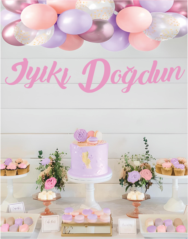 İyiki Doğdun Pembe Kaligrafi Banner - Image 1