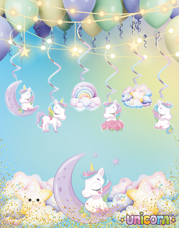 Unicorn Temalı 3D Tavan Sarkıt 6 lı - Image 1