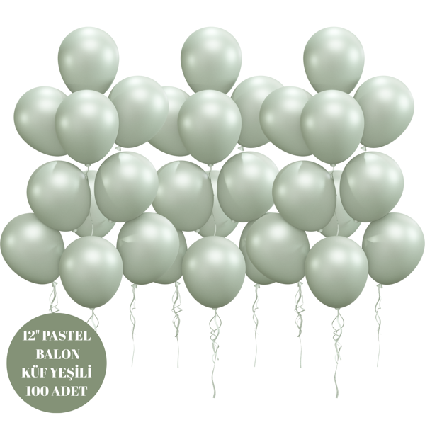 Küf Yeşili Pastel Balon 100 Adet 12 inç - Image 1