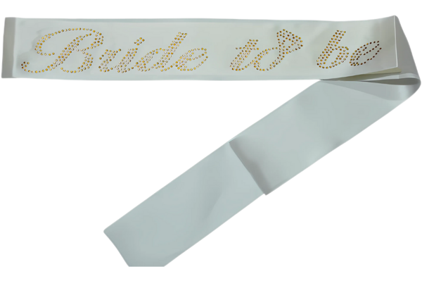 Bride To Be Kuşak Beyaz Üzeri Altın Taşlı - Image 1