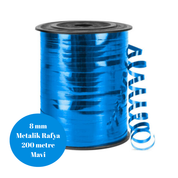 Rafya Metalik 8mm 200 metre Mavi - Image 1