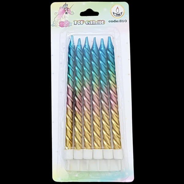 Spiral Metalik Karışık Renk Pasta Mum 12 cm * 6 Adet - Image 1