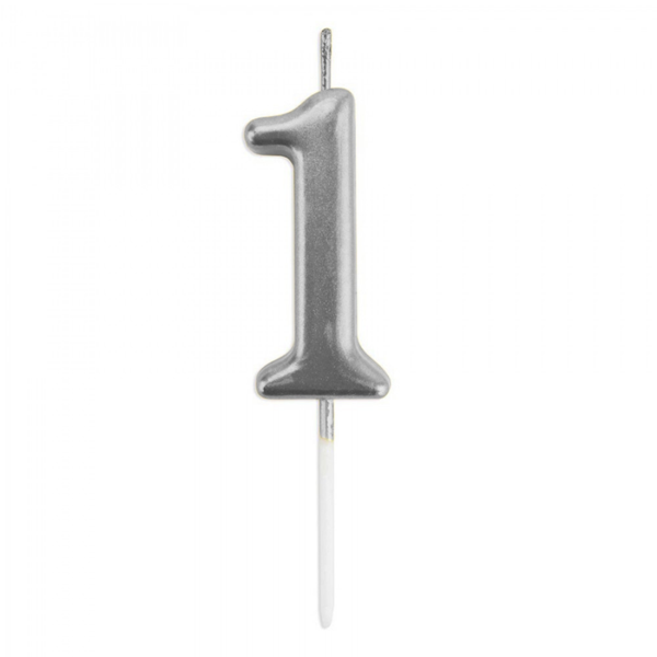 1 Rakam Mum Gümüş - Image 1