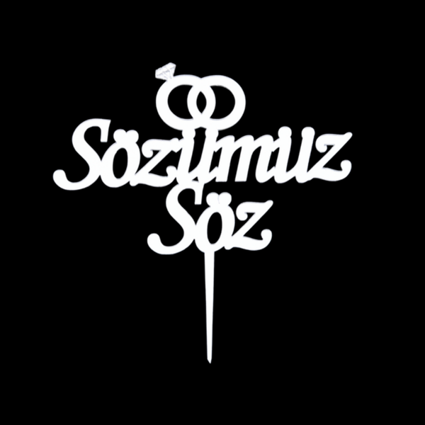 Sözümüz Söz Gümüş Pleksi Pasta Süsü - Image 1