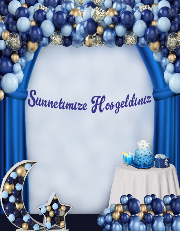 Sünnetimize Hoşgeldiniz Saks Mavi Kaligrafi Banner - Image 1