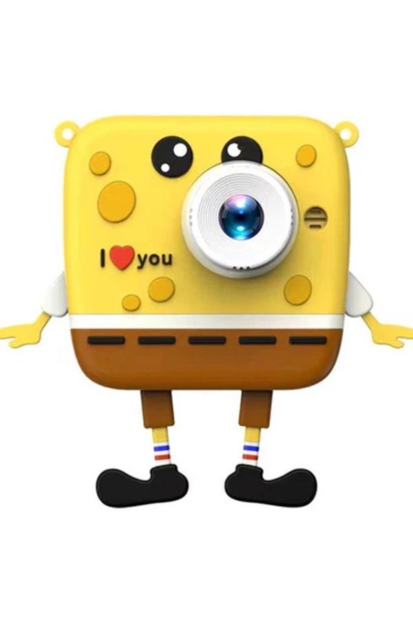 Sünger Bob Tasarımlı Yeni Nesil Çocuk Dijital Mini Fotoğraf Makinesi Çift Kamera 20 MP - Image 1