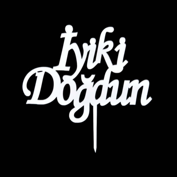 İyiki Doğdun Gümüş Pleksi Pasta Süsü - Image 1