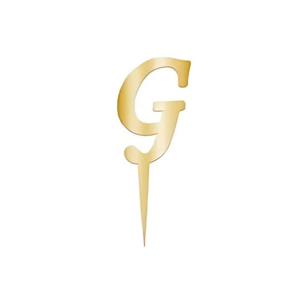 G Harfi Altın Pleksi Pasta Süsü 7 cm - Image 1