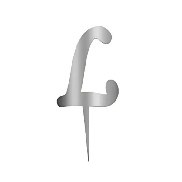 L Harfi Gümüş Pleksi Pasta Süsü 7 cm - Image 1