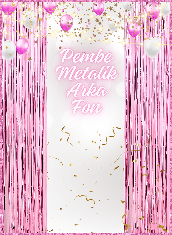 Pembe Metalize Püskül Arka Fon 100*200 cm - Image 1