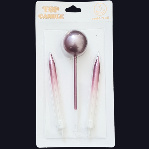 Pembe Geçişli Toplu Çubuklu Pasta Mum 12 cm - Image 1