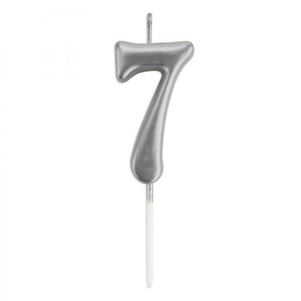 7 Rakam Mum Gümüş - Image 1