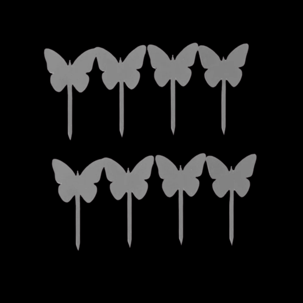 Kelebek Gümüş Pleksi Cupcake Süsü 8 Adet - Image 1