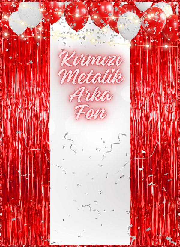 Kırmızı Metalize Püskül Arka Fon 100*200 cm - Image 1