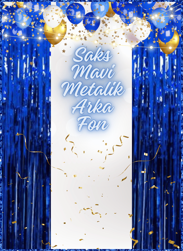 Saks Mavi Metalize Püskül Arka Fon 100*200 cm - Image 1