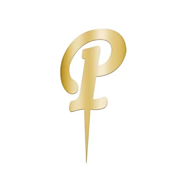 P Harfi Altın Pleksi Pasta Süsü 7 cm - Image 1
