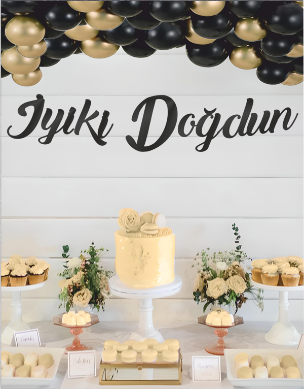 İyiki Doğdun Siyah Kaligrafi Banner - Image 1