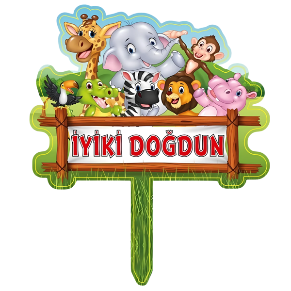 Safari Temalı Karton Pasta Süsü - Image 1