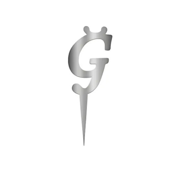Ğ Harfi Gümüş Pleksi Pasta Süsü 7 cm - Image 1