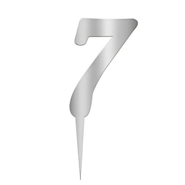 7 Rakam Gümüş Pleksi Pasta Süsü 7 cm - Image 1