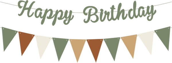 Küf Yeşili Happy Birthday Kaligrafi Banner ve Düz Renk Flama Set - Image 1