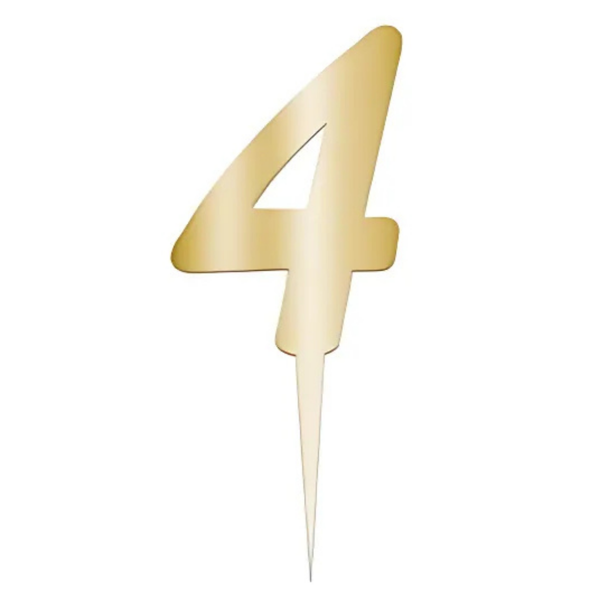 4 Rakam Altın Pleksi Pasta Süsü 7 cm - Image 1