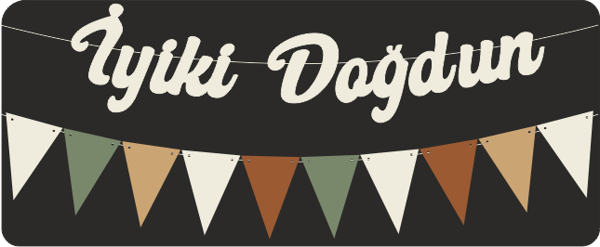Vanilya İyi ki Doğdun Kaligrafi Banner ve Düz Renk Flama Set - Image 1
